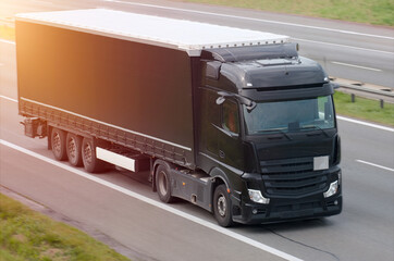 Logistics Freight Cargo Truck on Intercity Highway