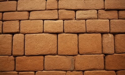Fototapeta premium close-up view of a brick wall, with the bricks arranged in a pattern and varying in size.
