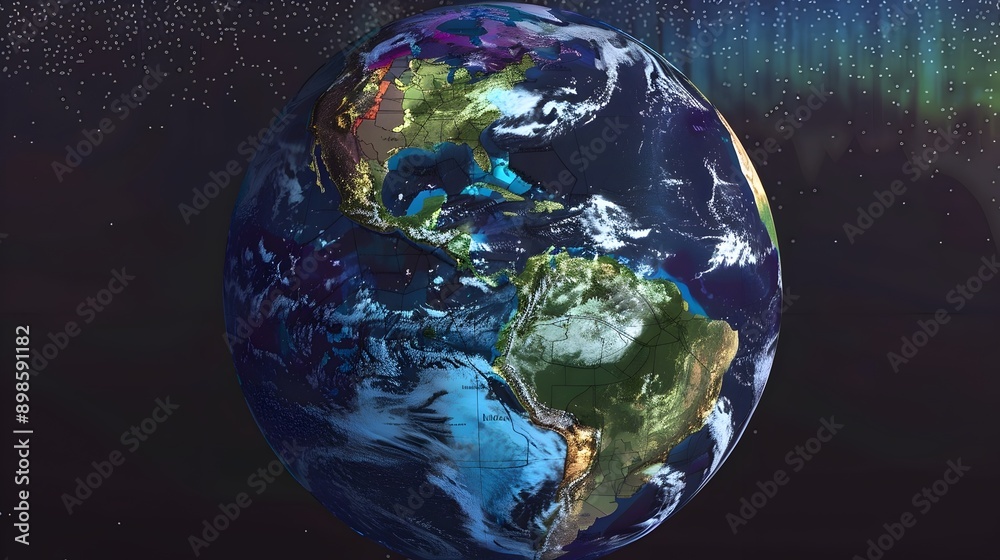 Poster global weather patterns a digital globe showcasing climatic zones and weather systems worldwide
