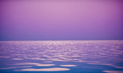 Obraz premium photograph of a body of water with a purple and blue color scheme, featuring a reflection of the sky and clouds.