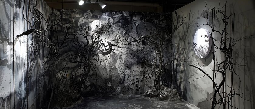 Contemporary art installation, thought  provoking creativity, visual dialogue