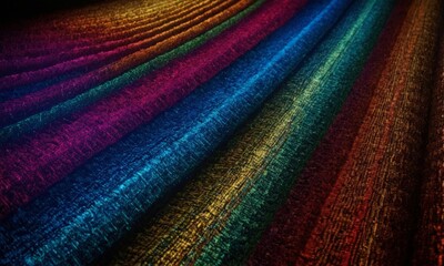 Obraz premium close-up of a colorful fabric with a rainbow-like pattern.