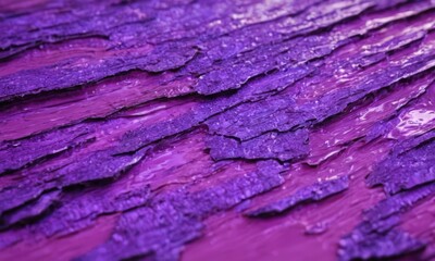 close-up of a textured surface with a purple-colored, cracked or chipped paint, creating a visually striking and abstract pattern.