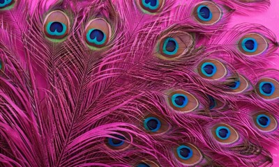 Obraz premium close-up of a peacock feather with its iridescent blue and purple hues, creating a visually striking and vibrant display.