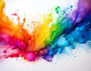  Rainbow Ink Splash Background- An energetic, abstract design featuring rainbow-colored ink _1(374)