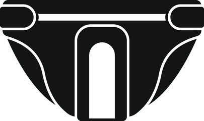 Black and white icon of a baby diaper with elastic fasteners for comfortable wearing