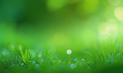 Obraz premium close-up of a lush green grassy area with a blurred background, creating a sense of depth and focus on the grass.