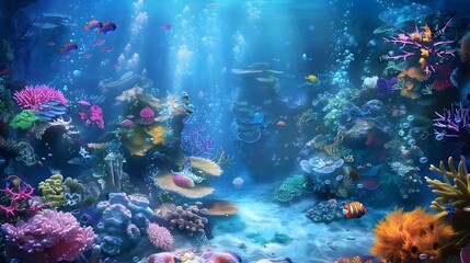 Fototapeta premium Mesmerizing Underwater Seascapes Teeming with Vibrant Marine Life