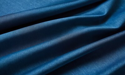 Obraz premium close-up view of a blue fabric, possibly silk or chiffon, with a smooth and shiny texture.