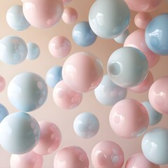 light blue and pink 3d spheres pattern in a light pink background
