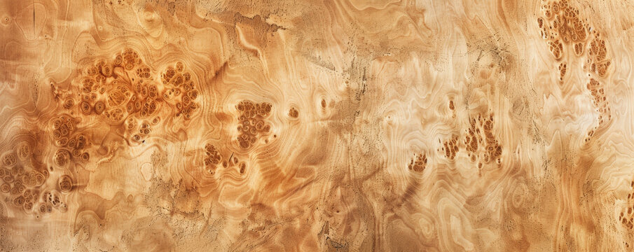 A high-quality birch burl wood backdrop with light, pale tones and unique grain patterns, ideal for elegant visuals.