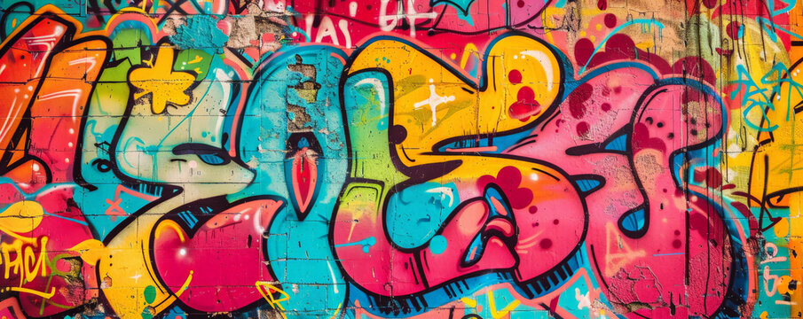 A vibrant urban graffiti backdrop with bold colors and dynamic patterns, perfect for a youthful and edgy look.