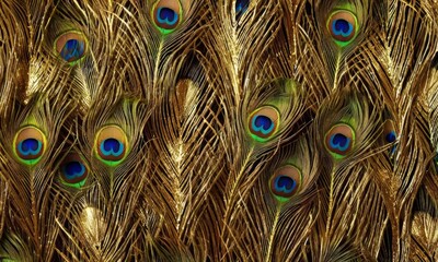 Obraz premium Peacock feather with blue and green eye