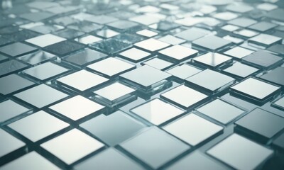 close-up of a pattern of white squares arranged in a grid-like fashion.