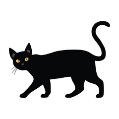 Walking Cat Silhouette Vector - Graceful Animal Illustration