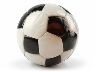 Detailed White and Black Soccer Ball Isolated on Transparent Background