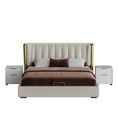 A bed, colorful design, bed, no background, different design, png, white background, isolated, abstract, 3d model.