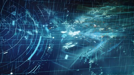 Obraz premium Radar Screen Visualizing Rainfall Patterns and Storm Intensity