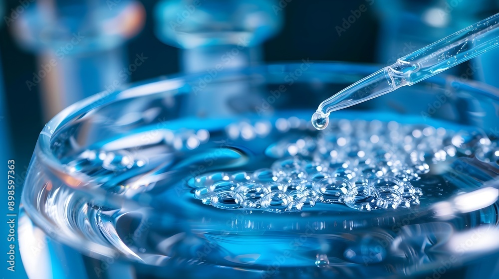 Poster scientist conducting stem cell research experiment in laboratory