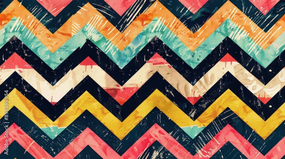 Poster a striking zigzag pattern features vibrant colors that create a dynamic and eye-catching visual effe