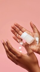 Nourishing Self-Care Routine, Close-Up of Hands Applying Lotion for Healthy Skin Maintenance.
