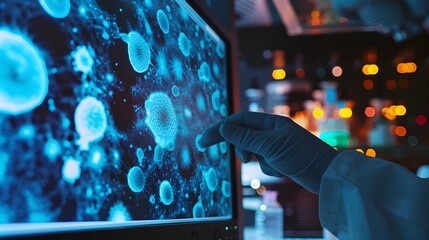 Fototapeta premium Stem Cells Being Studied on a Computer Screen for Medical Research and Innovation