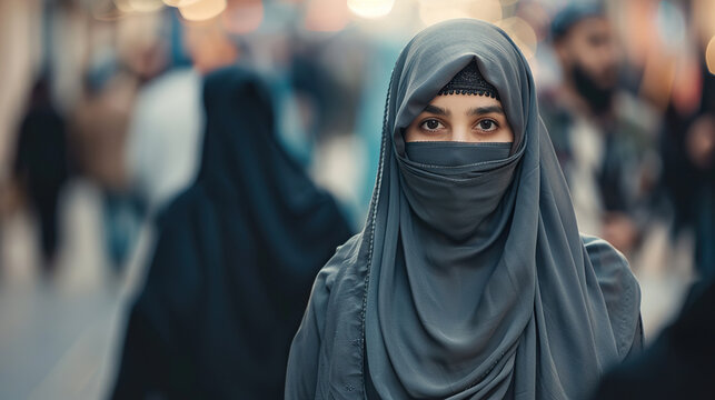 Woman in niqab on European streets