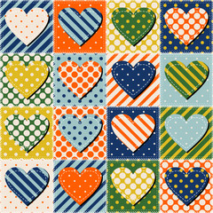 patchwork background with different patterns print for textile, paper, objects, seamless artistic decor handmade illustration vector 	