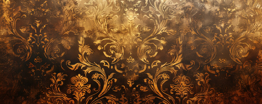 A luxurious patterned bronze paper backdrop, showcasing rich designs and textures, perfect for elegant and high-end themes.
