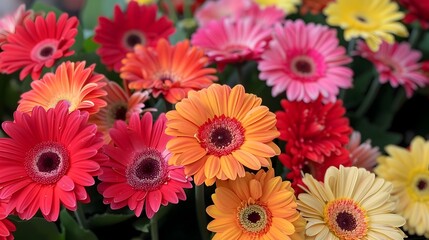 Vibrant Gerbera Daisy Floral Arrangement in Cheerful Display