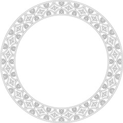 Vector round black contour border, frame, Pompeii ring. Circle Neopolitan ornament. Art of Ancient Rome. Template for stained glas
