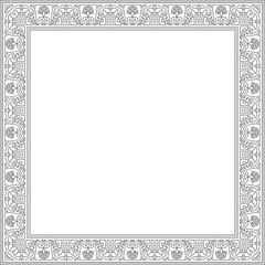 Vector square black contour border, frame, Pompeii. Rectangle Neopolitan ornament. Art of Ancient Rome. Template for stained glas
