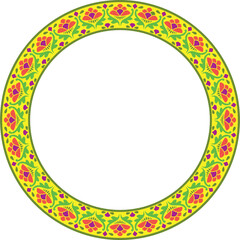  round national Indian ornament. Circle, ring, border, ethnic Hindu frame