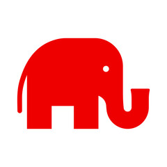 Red Elephant Icon. Republican Political Party Mascot. Vector Illustration Design Template.