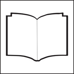 Black Book icon Simple book symbol pictogram  illustration, Cartoon open book and pages. Education concept. Line drawing. Opened books sign store logo. Flying pages. World book day.
