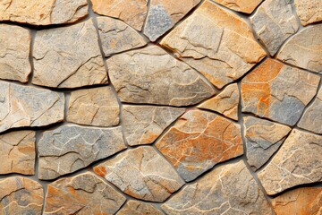 Fototapeta premium Textured stone surface featuring various shades of brown, gray, and orange, ideal for backgrounds or design projects.