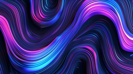 Obraz premium Neon wavy lines creating an optical illusion on abstract background, ideal for websites, presentations, or social media