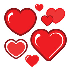 set of red heart icons, collection of red heart vector icons