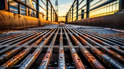 Detailed Close-Up of Metal Grate in Medium Shot Photography: Rustic Industrial Texture and Pattern