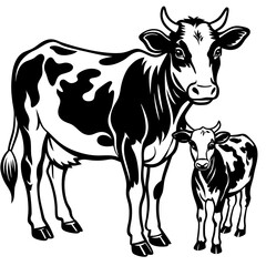 Fototapeta premium baby cow with mother cow Vector