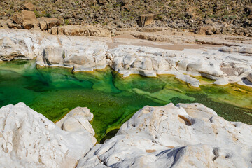 Kalysan Canyon with water of an amazing color! Socotra delights with its interesting and original views and nature.