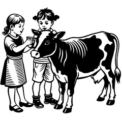 baby cow with mother cow Vector
