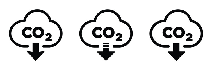 Trendy CO2 reduction flat vector icons