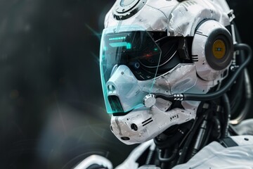 Fototapeta premium robot cyborg face head advanced artificial intelligence future