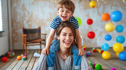 The Smiling Mother and Son