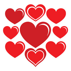 set of red heart icons, collection of red heart vector icons