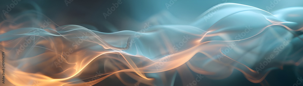 Poster an abstract image with soft pastel colors forming flowing shapes, creating a dreamy and soothing bac