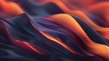 Abstract background forming wavy shapes with orange light reflections