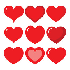 set of red heart icons, collection of red heart vector icons