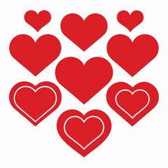 set of red heart icons, collection of red heart vector icons